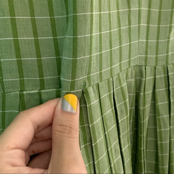 vintage 1950s green gingham fit and flare dress size xs/s betty barclay - Picture 2 of 8